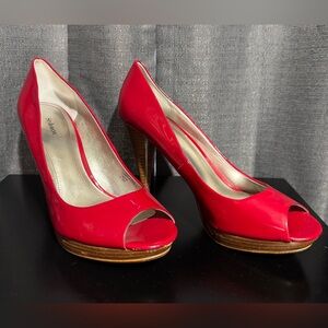 Stylish Red Peep-Toe Heels